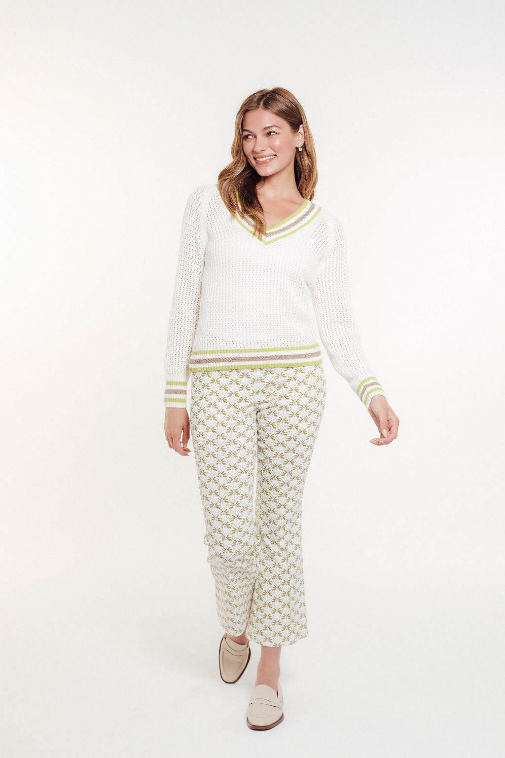Royal Varsity Sweater - White/Pistachio