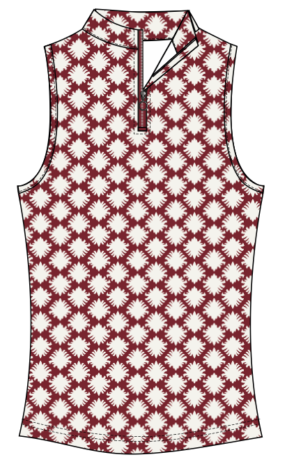 Tess Ice Sleeveless - Maroon Bloom